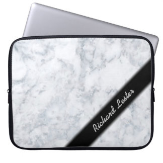 White Marble Look Laptop Sleeve