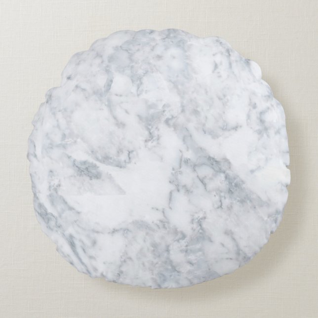 White Marble Look Round Pillow (Front)