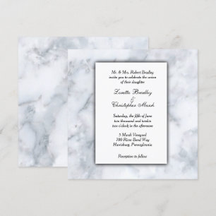 White Marble Look Wedding Invitation