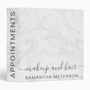 White marble makeup hair salon appointments binder