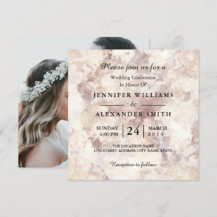 White Marble Minimalist Photo Wedding Invitation