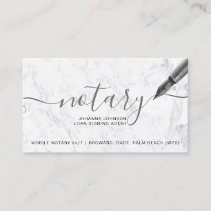 White marble mobile Notary loan typography Business Card