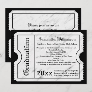 White Marble Modern Graduation Ticket Invitation