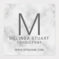White Marble Modern Monogram Business Labels