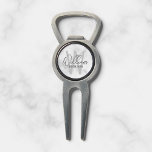 White Marble Modern Script Personalized Groomsmen Divot Tool<br><div class="desc">Modern Minimalist Personalized Monogram and Name Gifts This design features personalized name in grey modern handwriting script font style and monogram in light grey modern sans serif font style as background, with title in grey modern sans serif font style, on white marble background. Also perfect for best man, maid of...</div>