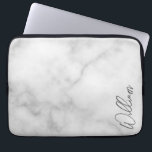White Marble Modern Script Personalized Name Laptop Sleeve<br><div class="desc">Modern Minimalist Personalized Name Gifts 
This design features personalized name in grey modern handwriting script font on white marble background.

Perfect as holiday gifts for him,  father's day gifts and gifts for any special occasions.</div>