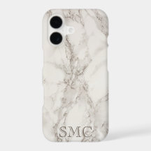 White Marble Monogram iphone Case