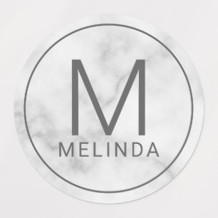 White Marble Monogram Minimalist Labels