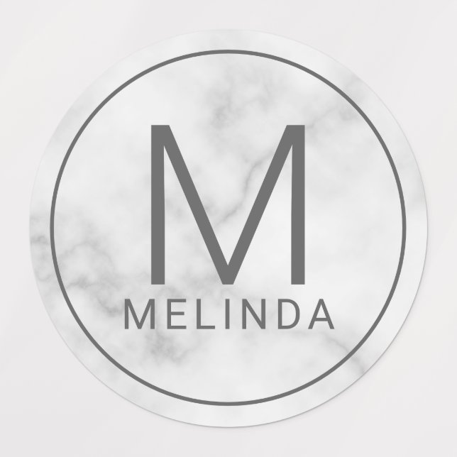 White Marble Monogram Minimalist Labels (Design 1)