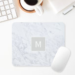 White Marble Monogram Mouse Pad<br><div class="desc">Custom-designed monogram mouse pad featuring modern white marble pattern design with personalized monogram.</div>