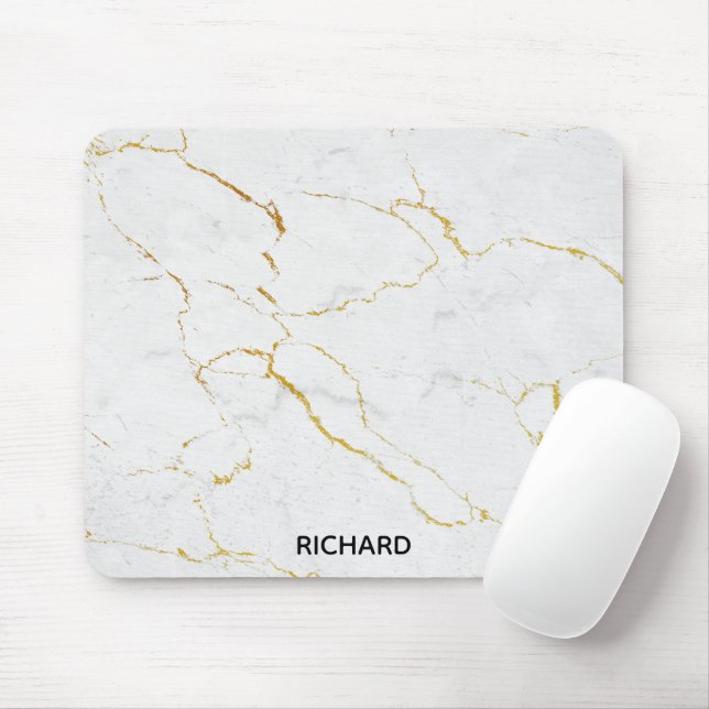 White Marble Mouse Pad (With Mouse)