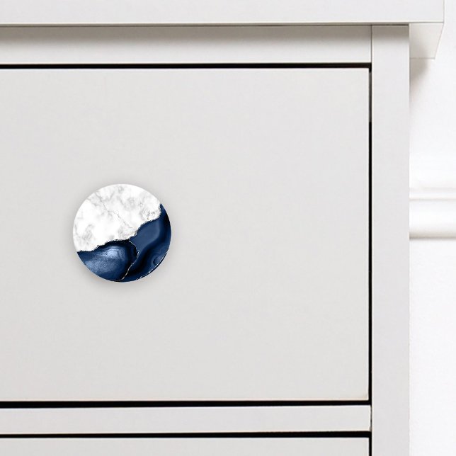 White Marble Navy Blue Agate Silver Glitter Ceramic Knob (Creator Uploaded)