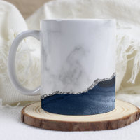 White Marble Navy Blue Silver Agate