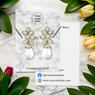 White marble necklace earrings Display Card