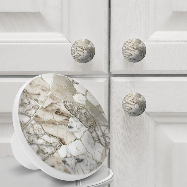 White Marble Organic Vein Ceramic Knob (Creator Uploaded)