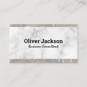 White Marble Palm Leaves Business Card