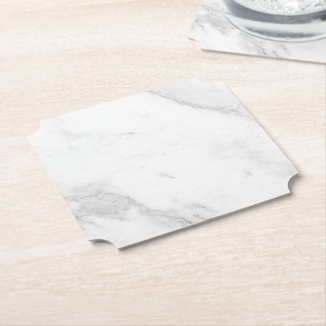 White Marble Paper Coaster (Angled)