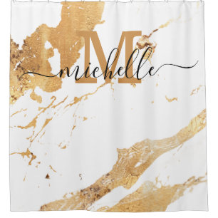 White Marble Pattern Monogram Elegant Script Name 