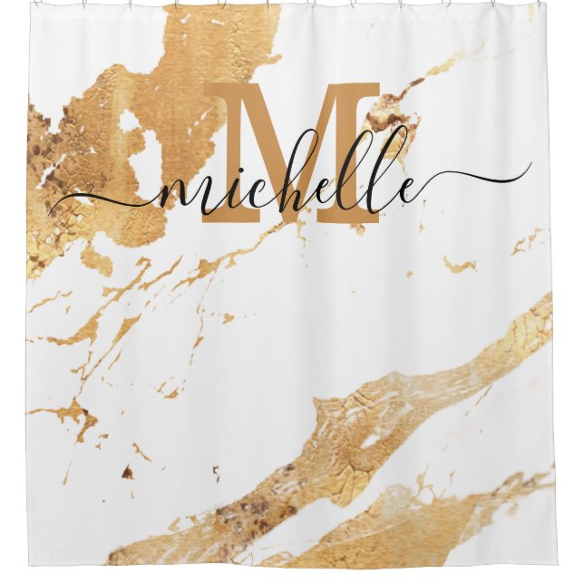 White Marble Pattern Monogram Elegant Script Name  (Front)