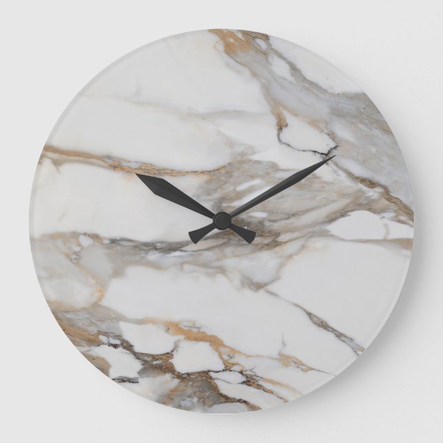 White Marble Pattern Wall Clock (Front)