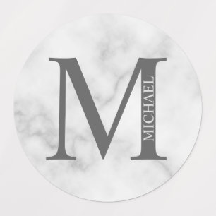 White Marble Personalized Monogram and Name