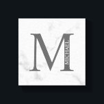 White Marble Personalized Monogram and Name Canvas Print<br><div class="desc">Personalized Monogram and Name Design
features personalized monogram and name in classic serif font style.
Perfect as home decors, housewarming gifts, holiday gifts for family, newlyweds and more.</div>
