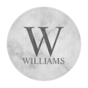 White Marble Personalized Monogram and Name Cutting Board