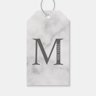 White Marble Personalized Monogram and Name Gift Tags
