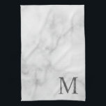 White Marble Personalized Monogram and Name Kitchen Towel<br><div class="desc">Personalized Monogram and Name Design
features personalized monogram and name in classic serif font style.</div>