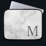 White Marble Personalized Monogram and Name Laptop Sleeve<br><div class="desc">Personalized Monogram and Name Gifts
featuring personalized monogram and name in classic serif font style.</div>
