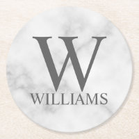 White Marble Personalized Monogram and Name