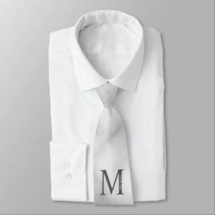 White Marble Personalized Monogram and Name Tie