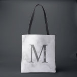 White Marble Personalized Monogram and Name Tote Bag<br><div class="desc">Personalized Monogram and Name Gift
features personalized monogram and name in classic serif font style.

Perfect for wedding,  holiday,  family reunion and for any special occasions.</div>