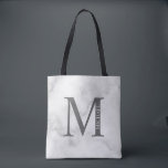 White Marble Personalized Monogram and Name Tote Bag<br><div class="desc">Personalized Monogram and Name Gift
features personalized monogram and name in classic serif font style.

Perfect for wedding,  holiday,  family reunion and for any special occasions.</div>