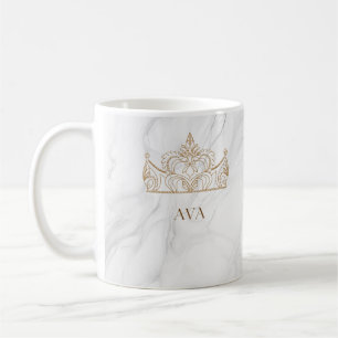 White Marble Personalized Name Mug