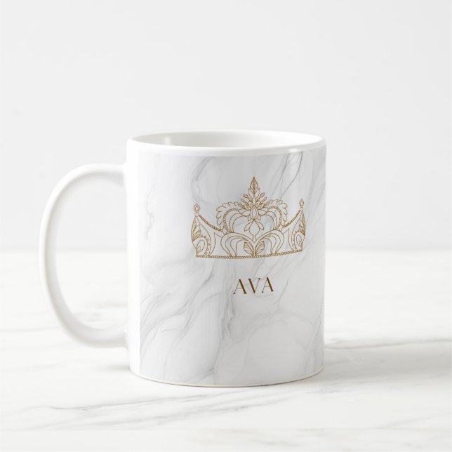White Marble Personalized Name Mug (Left)
