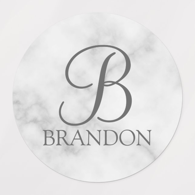 White Marble Personalized Script Monogram and Name (Design 2)
