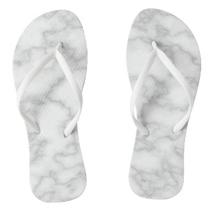 White Marble Print Flip Flops