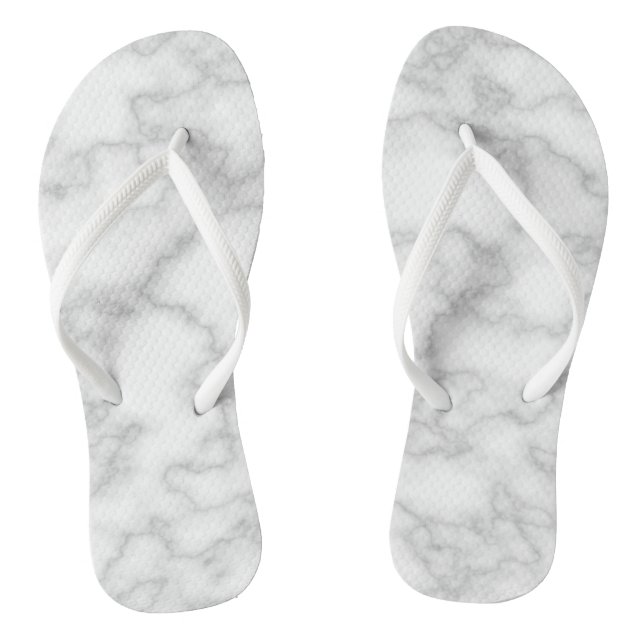 White Marble Print Flip Flops (Footbed)
