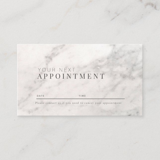White Marble Professional Appointment Card (Front)