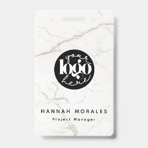 White Marble Professional Business Custom Logo Badge