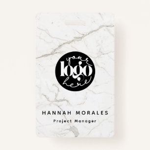 White Marble Professional Business Custom Logo Badge