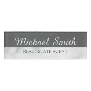 White Marble Professional Personalized Name Tag