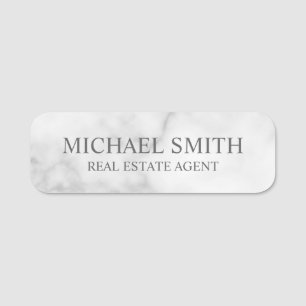 White Marble Professional Personalized Name Tag
