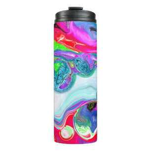White Marble River Colourful Fluid Art  Thermal Tumbler