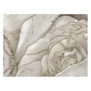 White Marble Rose Abstract Tablecloth