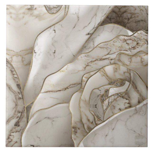 White Marble Rose Abstract Tile (Front)