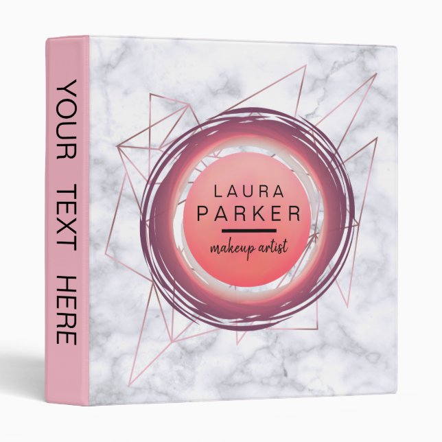 White Marble Rose Gold Circle Geometry Trendy Binder (Front/Spine)
