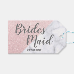 White marble & rose gold glitter bridesmaid gift tags