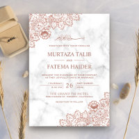 White Marble Rose Gold Lace Islamic Muslim Wedding